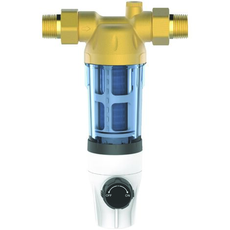 Filtre sur robinet autonettoyant semi-automatique – Filtration 40 µm – Débit 3 m3/h – Raccordement double mâle 20/27 en laiton – Aquawater
