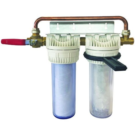 Filtre sous évier Duplex OnePhos+ – Bypass breveté – 3 actions filtration/calcaire/corrosion – Débit 1,5 m3/h – Durée 12 mois – Aquawater