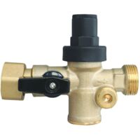 Somatherm For You Bloc Réducteur 3-en-1 Avec Clapet Anti-Retour, Vanne Et Manomètre - Laiton Nickelé, Écrou Tournant Mâle 20/27, Compact Et Sans Fuite Pour Eau Potable