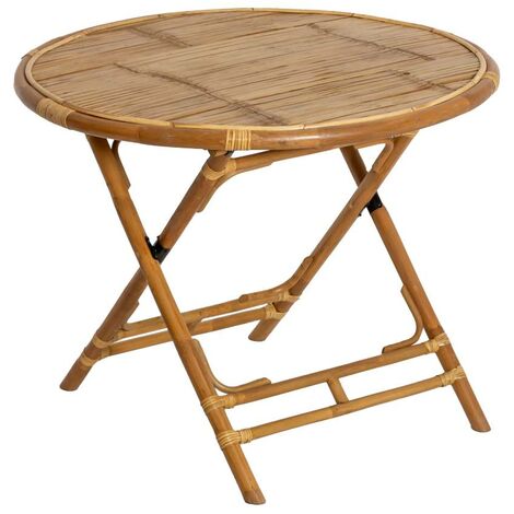 Made In Meubles – Table ronde en bambou naturelle 98cm – Ambiance bohème – Dimensions 77x98x98cm – Poids léger 11kg – Parfaite pour intérieur et terrasse (1/5)