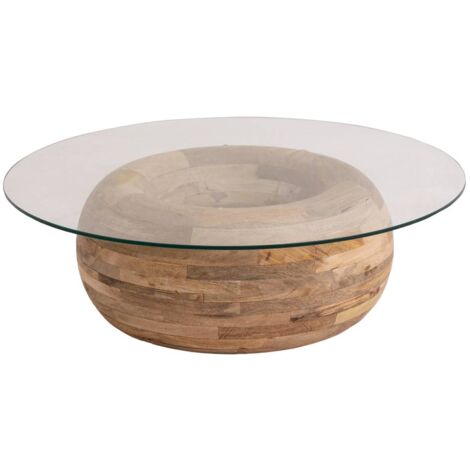 Made In Meubles – Table basse relevable en bois de manguier et verre – Dimensions 30x90x90 cm – Idéale pour salons modernes – Entretien facile avec chiffon sec (1/5)