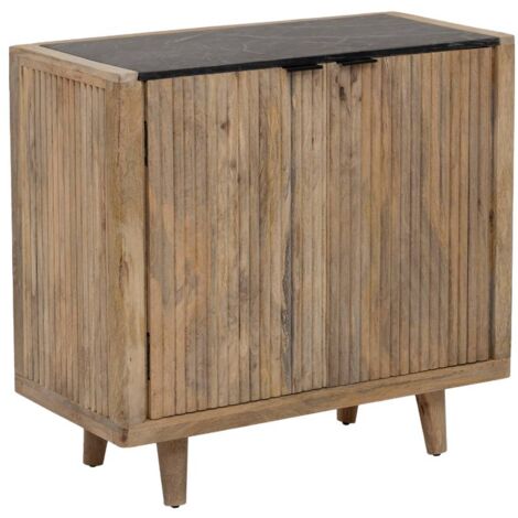 Buffet en bois de manguier et marbre noir Riley (1/5)