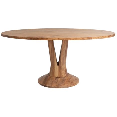 Made In Meubles – Table à manger ovale en bois d'acacia 175 cm – Pied central scandinave – Pour 6 à 8 convives – Entretien facile avec chiffon doux