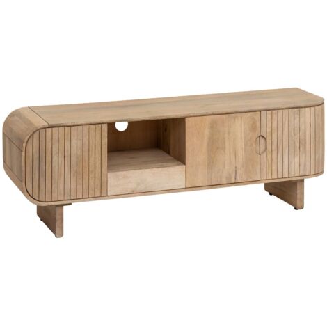 Made In Meubles – Meuble TV en bois de manguier clair – Dimensions 150x40x51 cm – 4 espaces de rangement – Style minimaliste et contemporain (1/5)