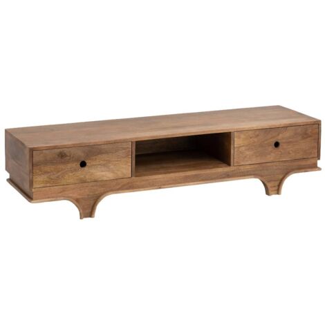 Meuble TV en bois de manguier foncé Daelan (1/5)