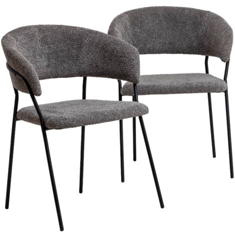 Chaise arrondie en tissu bouclette grise Kanoa  (lot de 2) (1/5)