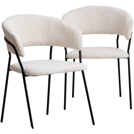 Chaise arrondie tissu bouclette blanche Kanoa (lot de 2) (1/5)