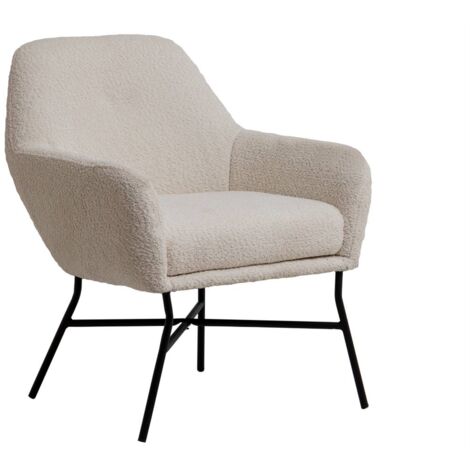 Fauteuil blanc en tissu bouclette Kanoa (1/5)