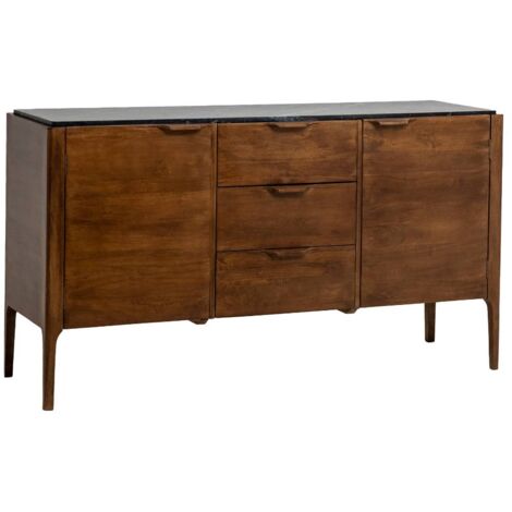 Buffet en marbre noir et bois de manguier Roch (1/5)