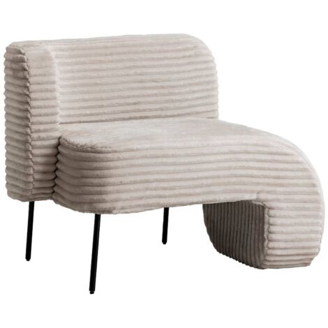 Made In Meubles – Méridienne en velours côtelé blanc – Dimensions 75x95x62 cm – Confort optimal avec pieds en métal noir – Pour coin détente moderne