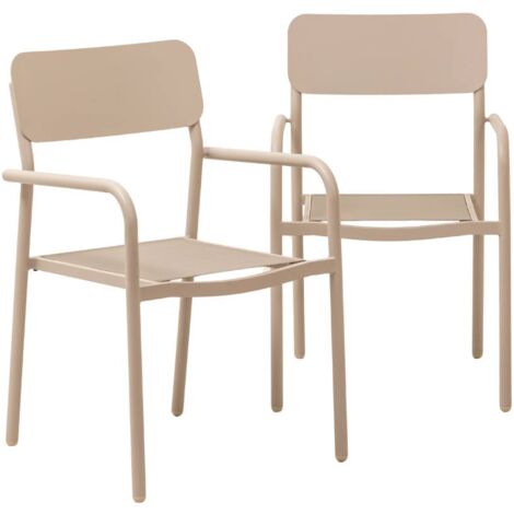 Chaise de jardin en aluminium taupe Kaïa (lot de 2) (1/5)
