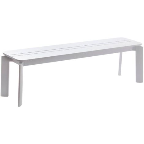 Made In Meubles – Banc en aluminium blanc 155x36cm – Hauteur 44cm – Résistant aux intempéries – Design moderne pour extérieur (1/5)