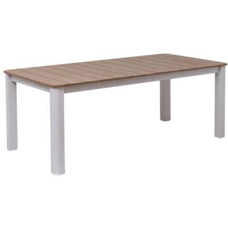 Made In Meubles – Table de jardin aluminium blanc effet bois 201x100cm – Design épuré pour repas conviviaux – Résistant aux intempéries (1/5)
