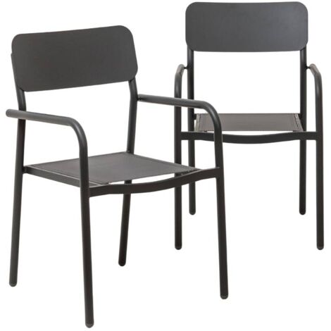 Chaise de jardin en aluminium gris  Kaïa (lot de 2) (1/5)
