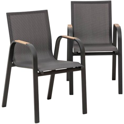 Chaise de jardin en aluminium gris foncé Ayden (lot de 2) (1/5)