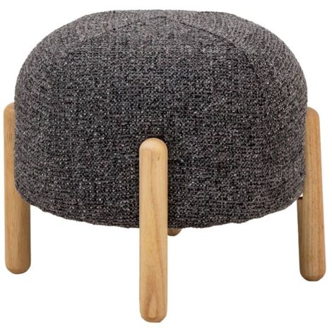 Petit tabouret en tissu bouclette gris foncé Calya (1/5)