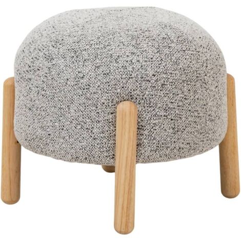 Petit tabouret en tissu bouclette gris Calya (1/5)