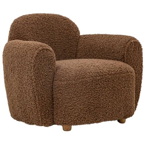 Made In Meubles – Fauteuil club tissu bouclette marron – Confort moelleux – Dimensions 81 x 90 x 67 cm – Entretien facile avec chiffon doux