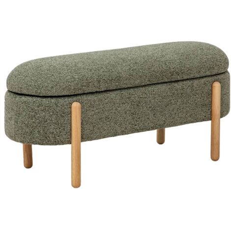 Made In Meubles – Banc d'entrée en bois de pin et tissu bouclette vert – Dimensions 108x41x48 cm – Style contemporain pour entrée ou chambre