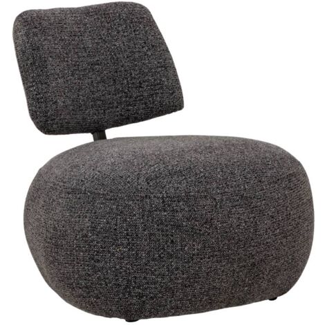 Fauteuil en tissu bouclette avec dossier gris foncé Calya (1/5)