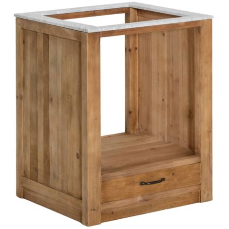 Made In Meubles – Meuble bas de cuisine en bois recyclé et métal – Espace pour four encastrable et plaques de cuisson – 1 tiroir – Dimensions 86x70x60cm