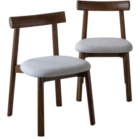 Chaise en bois de frêne foncé et tissu gris Aline (lot de 2) (1/5)