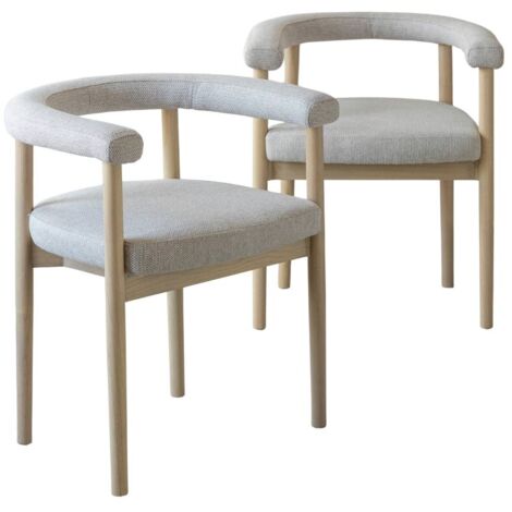 Chaise en bois d'orme et tissu gris Aline (lot de 2) (1/5)