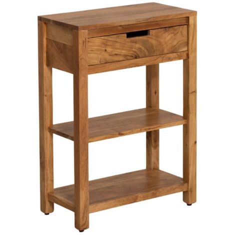 Made In Meubles – Console en bois d'acacia Orane – Tiroir sans poignée – 2 étagères de rangement – Dimensions 71x50x26 cm – Style épuré contemporain (1/5)
