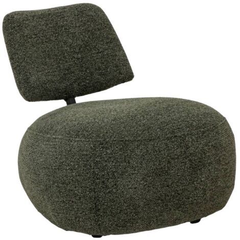 Fauteuil en tissu bouclette avec dossier vert Calya (1/5)