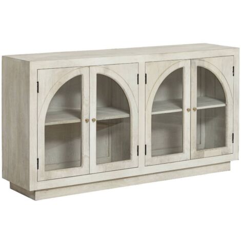 Buffet vitré en bois de manguier blanchi Miliam (1/5)