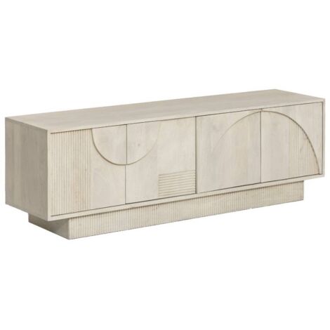 Meuble TV en bois de manguier blanchi Miliam (1/5)