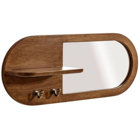 Miroir ovale en bois de manguier foncé Remick (1/5)