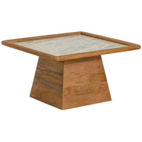 Table basse carrée en bois de manguier et marbre Adler (1/5)