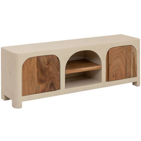 Meuble TV en MDF effet béton et bois d'acacia Dalva