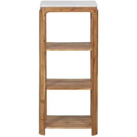 Etagère carrée en bois d'acacia et marbre Emyr (1/5)