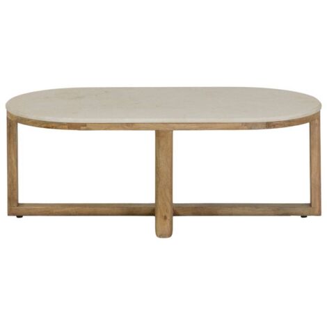 Table basse en bois de manguier et marbre Emyr (1/5)