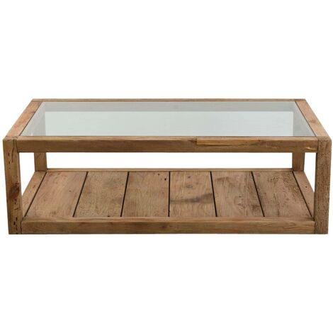 Table basse en bois recyclé et verre Blaise (1/5)