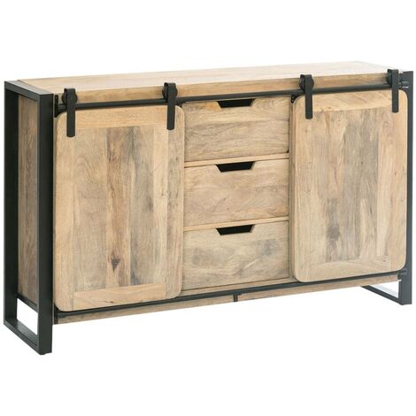 Made In Meubles – Buffet en bois de manguier 150,5 x 45 x 91 cm – Design moderne – Meuble de rangement élégant pour salon ou salle à manger (1/5)