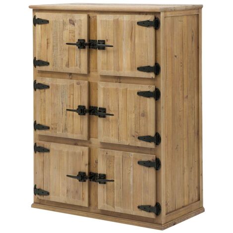 Made In Meubles – Buffet haut 6 portes en bois massif – Dimensions H124 x L94 x P51 cm – Style champêtre avec poignées originales (1/5)