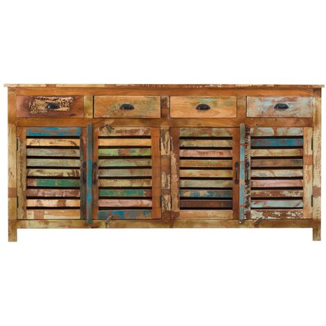 Made In Meubles – Buffet en bois coloré 90x180x40cm – 4 portes et 4 tiroirs – Rangement optimal pour vaisselle et matériel – Style Ethnik (1/5)