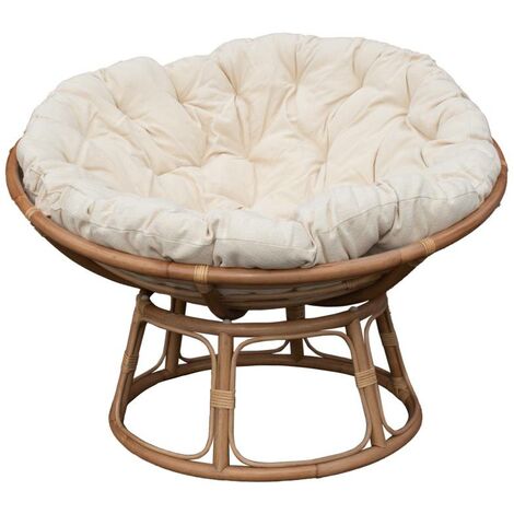 Made In Meubles – Fauteuil papasan inclinable en rotin – Coussin moelleux – Dimensions 83x100x100cm – Pour espaces de détente (1/5)