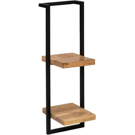 Made In Meubles – Étagère murale haute en bois de manguier – Dimensions 75x25x25 cm – 2 étagères pour décoration – Charge maximale 3.4 kg (1/5)