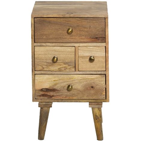 Made In Meubles – Table de chevet en bois de manguier 4 tiroirs – Style scandinave – Dimensions 62x37x31cm – Rangements supplémentaires (1/5)
