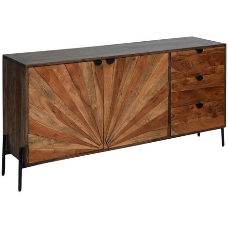 Made In Meubles – Buffet en bois d'acacia massif 78x154x40 cm – Élégance intemporelle – Rangement optimisé pour décoration – Durabilité renforcée (1/5)