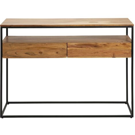 Made In Meubles – Console en bois d'acacia et métal – Dimensions 80x115x35 cm – Design industriel moderne – Poids 20 kg pour intérieur élégant (1/5)