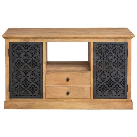 Made In Meubles – Meuble sous vasque en bois de manguier – Dimensions 75x140x50 cm – Espace de rangement pour salle de bains – Compatible vasque à poser (1/5)