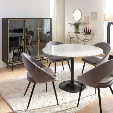 Table à manger ronde en marbre Servane