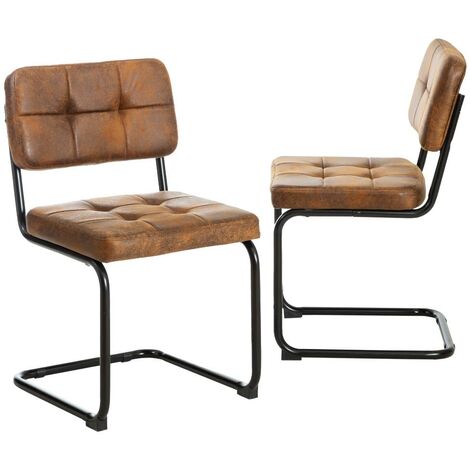Made In Meubles – Lot de 2 chaises cantilever en microfibre marron – Structure métal noir – Dimensions 82x48x54 cm – Confort moderne pour espaces contemporains (1/5)