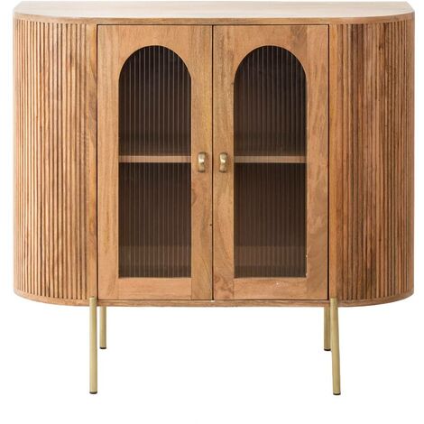 Vitrine arrondie vitrée en bois de manguier Maria (1/5)