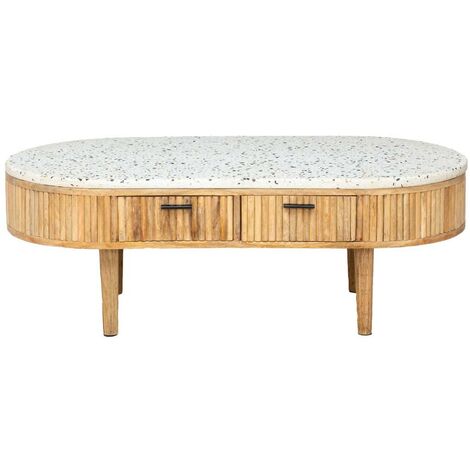 Table basse en terrazzo et bois de manguier Ambrine (1/5)